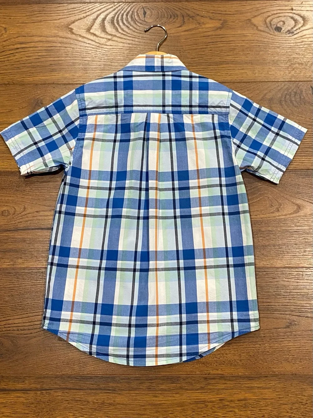 Gymboree Boys ‘Whale Hello There’ Blue Plaid Short Sleeve Shirt Size 7